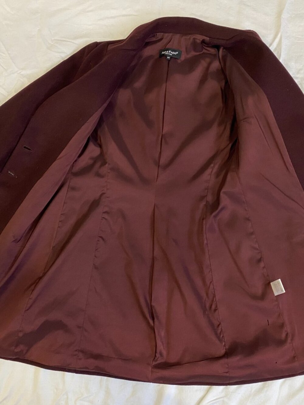 Adele Fado vintage women's burgundy coat 44 - Picture 7 of 9
